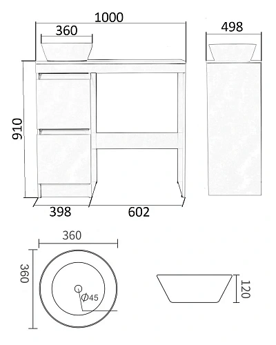 Тумба с раковиной Orange Sistema STM-100TUW+RA напольная, белый Тумба с раковиной Orange Sistema STM-100TUW+RA напольная, белый