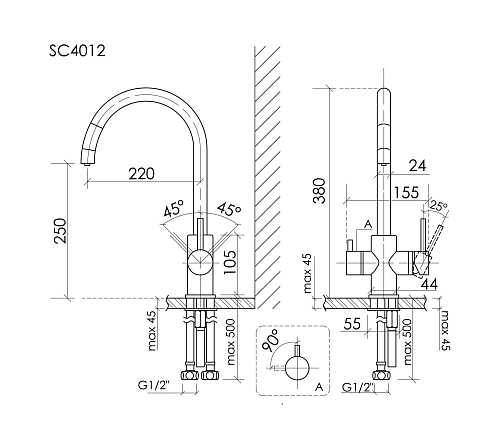 Смеситель для кухни SANCOS Taper SC4012GG с возможностью подключения фильтра, вороненая сталь Смеситель для кухни SANCOS Taper SC4012GG с возможностью подключения фильтра, вороненая сталь