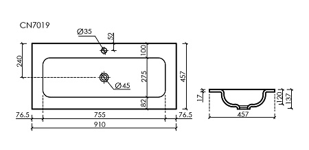 Раковина Ceramica Nova Grace CN7019MBwx мебельная 910x457x137 без отверстия под смеситель, 910x457x137 черный матовый Раковина Ceramica Nova Grace CN7019MBwx мебельная 910x457x137 без отверстия под смеситель, 910x457x137 черный матовый