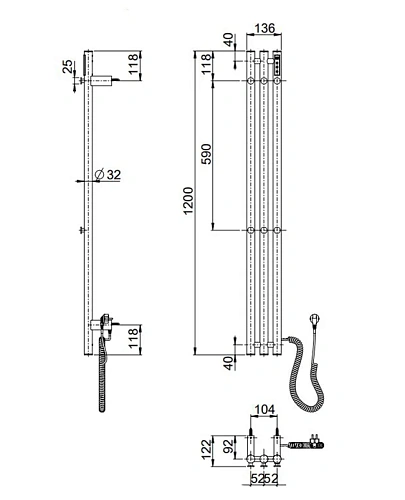 Полотенцесушитель электрический Wonzon & Woghand KASSEL (WW-AL72312-BG) брашированное золото Полотенцесушитель электрический Wonzon & Woghand KASSEL (WW-AL72312-BG) брашированное золото