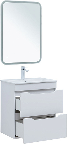 Тумба под раковину Aquanet Практика 60 белый матовый 2 ящика 00330457 напольная/подвесная Тумба под раковину Aquanet Практика 60 белый матовый 2 ящика 00330457 напольная/подвесная