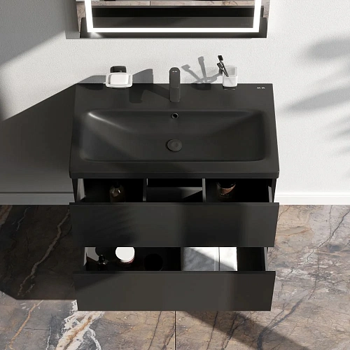 Тумба под раковину AM.PM Gem M90FHX07522BM подвесная, 75 см push-to-open, черный матовый Тумба под раковину AM.PM Gem M90FHX07522BM подвесная, 75 см push-to-open, черный матовый