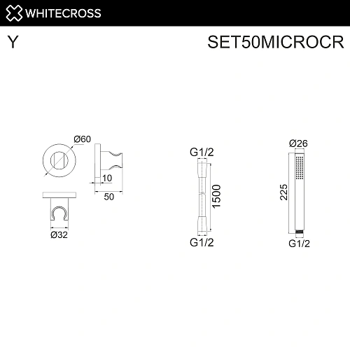Душевой гарнитур WHITECROSS SET50MICROCR хром Душевой гарнитур WHITECROSS SET50MICROCR хром