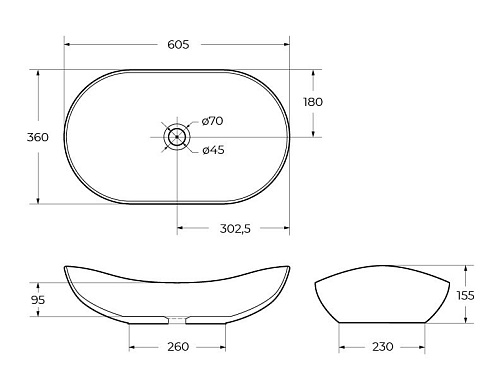 Раковина BelBagno BB1404 605x370x150 белый Раковина BelBagno BB1404 605x370x150 белый
