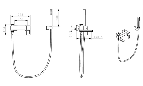 Смеситель для ванны Boheme Q 143-BUW BlackUW Смеситель для ванны Boheme Q 143-BUW BlackUW