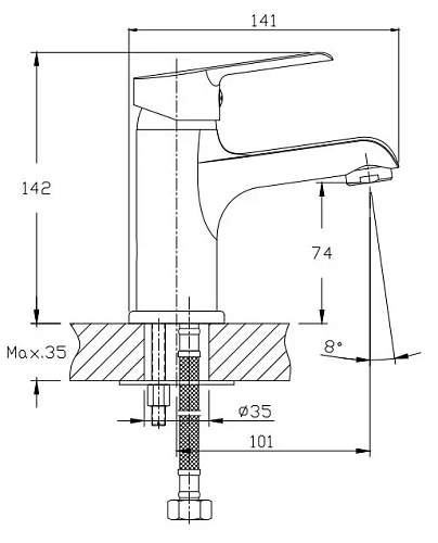 Смеситель для раковины Orange Prim M42-021cr Смеситель для раковины Orange Prim M42-021cr