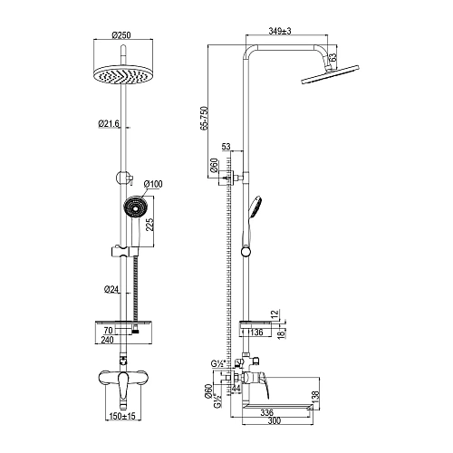 Душевая система Lemark Linara LM0462CF с регулируемой высотой штанги, хром Душевая система Lemark Linara LM0462CF с регулируемой высотой штанги, хром