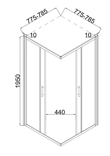 Душевой уголок Taliente 80x80x195см, квадратный, раздвижной, прозр.стекло 6мм, хром.профиль TA-08082-1CP Душевой уголок Taliente 80x80x195см, квадратный, раздвижной, прозр.стекло 6мм, хром.профиль TA-08082-1CP