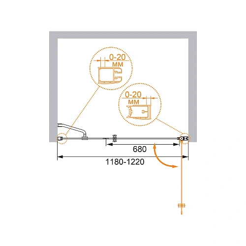 Душевая дверь CEZARES ELENA-W-B-11-40+80-P-Cr-R 120см стекло рифленое, профиль хром Душевая дверь CEZARES ELENA-W-B-11-40+80-P-Cr-R 120см стекло рифленое, профиль хром