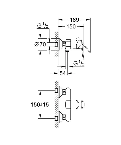 Смеситель для душа GROHE BauEdge, хром (23333000) Смеситель для душа GROHE BauEdge, хром (23333000)