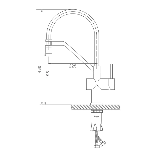 Смеситель для кухни Raglo R86.41.03 с гибким изливом, золотой сатин Смеситель для кухни Raglo R86.41.03 с гибким изливом, золотой сатин