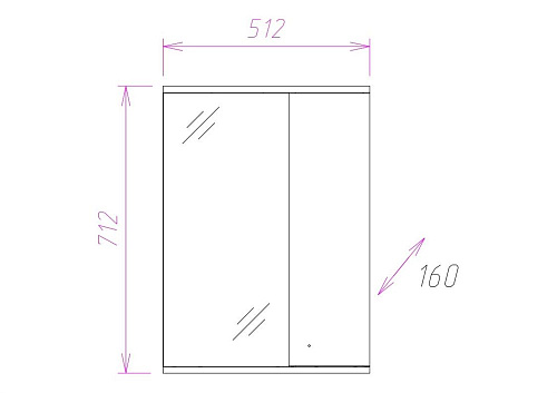 Зеркальный шкаф Onika ЛИГА 52.01 правый 205202 Зеркальный шкаф Onika ЛИГА 52.01 правый 205202