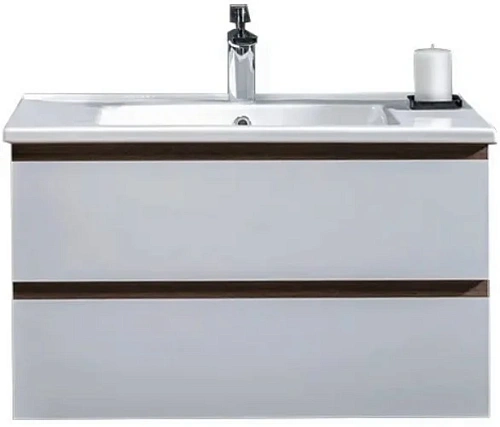 Тумба под раковину Boheme CAPOLDA 85 белая + ручка дерево 849-085-WW Тумба под раковину Boheme CAPOLDA 85 белая + ручка дерево 849-085-WW