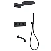 Душевая система ABBER Wasser Kreis AF8150B скрытого монтажа с изливом, термостат, черная матовая