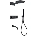 Душевая система ABBER Wasser Kreis AF8150B скрытого монтажа с изливом, термостат, черная матовая Душевая система ABBER Wasser Kreis AF8150B скрытого монтажа с изливом, термостат, черная матовая
