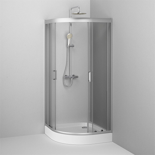 Душевой уголок AM.PM Gem W90G-401-090WT 90х90, стекло прозрачное, профиль матовое серебро, без поддо Душевой уголок AM.PM Gem W90G-401-090WT 90х90, стекло прозрачное, профиль матовое серебро, без поддо