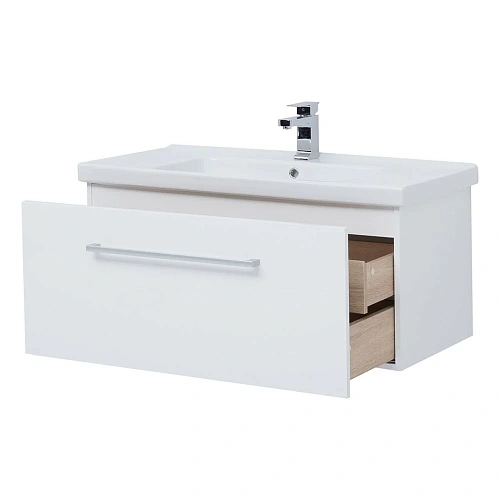 Тумба под раковину DREJA BIG INN, 100 см, подвесная, 1 ящик + выдвижной внутренний ящик, белый гляне 77.0205W Тумба под раковину DREJA BIG INN, 100 см, подвесная, 1 ящик + выдвижной внутренний ящик, белый гляне 77.0205W