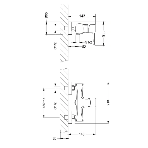 Смеситель для душа Lemark Evitta LM0503C, хром Смеситель для душа Lemark Evitta LM0503C, хром