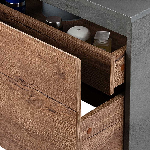Тумба под раковину Vincea Mesa 600 подвесная, 1 выкатной/1 скрытый ящик soft close, T.Oak + Beton VMC-2MS600TB Тумба под раковину Vincea Mesa 600 подвесная, 1 выкатной/1 скрытый ящик soft close, T.Oak + Beton VMC-2MS600TB