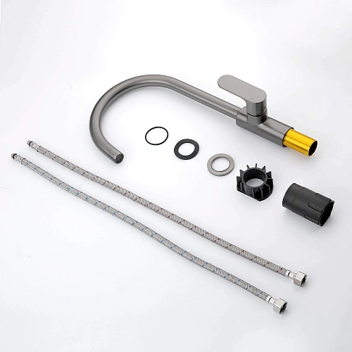 Смеситель для кухни Aquatek АЛЬФА AQ1982BGM оружейная сталь Смеситель для кухни Aquatek АЛЬФА AQ1982BGM оружейная сталь