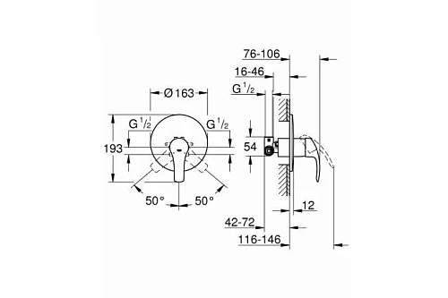 Смеситель для душа GROHE Eurosmart New (внешняя и встраиваемая части), хром (33556002) Смеситель для душа GROHE Eurosmart New (внешняя и встраиваемая части), хром (33556002)