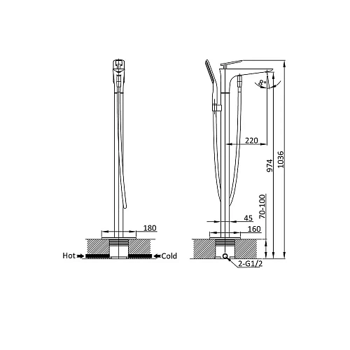 Смеситель для ванны Vincea VTF-102CH напольный хром Смеситель для ванны Vincea VTF-102CH напольный хром
