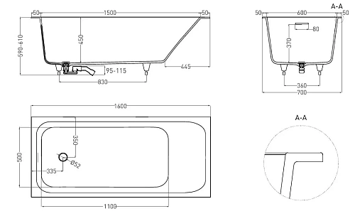Ванна из искусственного камня Salini ORLANDA KIT 160x70 102115M S-Sense Ванна из искусственного камня Salini ORLANDA KIT 160x70 102115M S-Sense