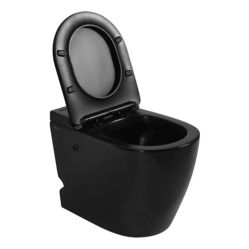 Унитаз приставной ABBER Bequem AC1115PMB черный матовый с импульсным смывом Унитаз приставной ABBER Bequem AC1115PMB черный матовый с импульсным смывом
