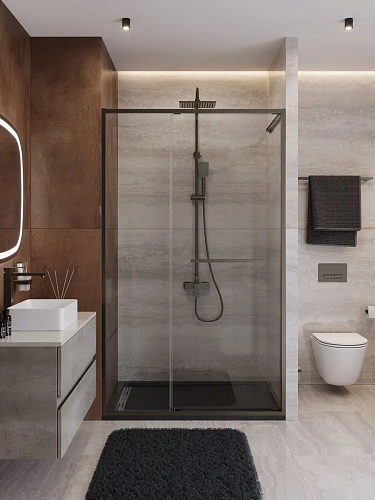 Душевая дверь CEZARES LUX-B-FS-11-120-C-GM 120 см, профиль оружейная сталь, стекло прозрачное Душевая дверь CEZARES LUX-B-FS-11-120-C-GM 120 см, профиль оружейная сталь, стекло прозрачное