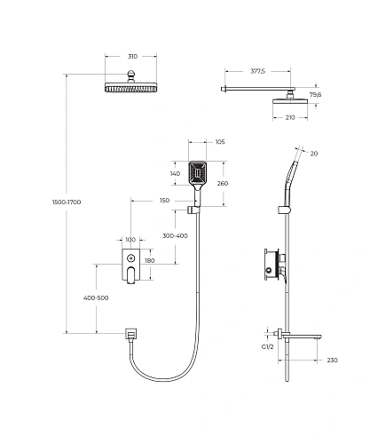 Душевая система BelBagno DUE-VDSET-CRM встраиваемая хром Душевая система BelBagno DUE-VDSET-CRM встраиваемая хром