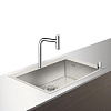 Картинка анонса товара «кухонная мойка hansgrohe c71-f660-08, хром 43202000 со смесителем»