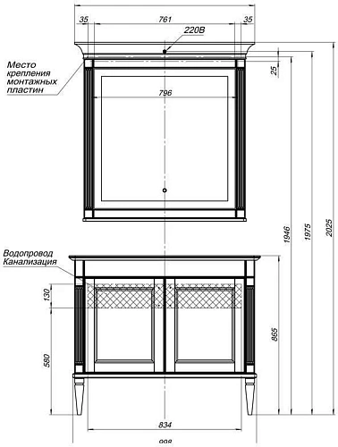 Комплект мебели Aquanet Селена 105 белый/серебро (2 дверцы) 00233125 Комплект мебели Aquanet Селена 105 белый/серебро (2 дверцы) 00233125