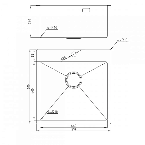 Кухонная мойка Milacio Denia 51 Steel (MC.77480) сталь нержавеющая Кухонная мойка Milacio Denia 51 Steel (MC.77480) сталь нержавеющая