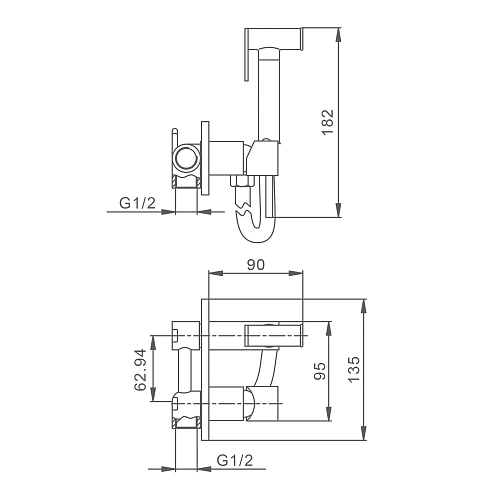 Гигиенический душ Splenka S96.52 встраиваемый, хром Гигиенический душ Splenka S96.52 встраиваемый, хром