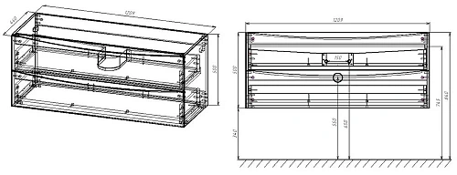 Тумба под раковину Vincea Mia 1200 подвесная, 2 выкатных ящика soft close, G.White VMC-2MC120GW Тумба под раковину Vincea Mia 1200 подвесная, 2 выкатных ящика soft close, G.White VMC-2MC120GW