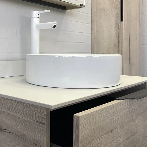 Тумба с раковиной Comforty Порто-75 00-00009321 дуб дымчатый с белой столешницей c раковиной Comforty 9110 Тумба с раковиной Comforty Порто-75 00-00009321 дуб дымчатый с белой столешницей c раковиной Comforty 9110