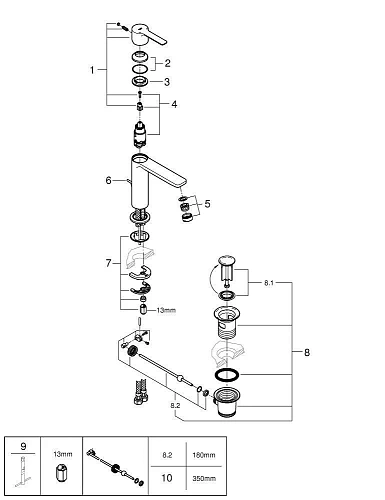Смеситель для раковины GROHE Lineare New с донным клапаном, хром (32114001) Смеситель для раковины GROHE Lineare New с донным клапаном, хром (32114001)