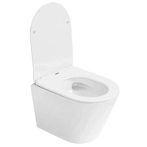 Унитаз подвесной ABBER Bequem AC1102T белый, безободковый, смыв торнадо с крышкой микролифт Унитаз подвесной ABBER Bequem AC1102T белый, безободковый, смыв торнадо с крышкой микролифт