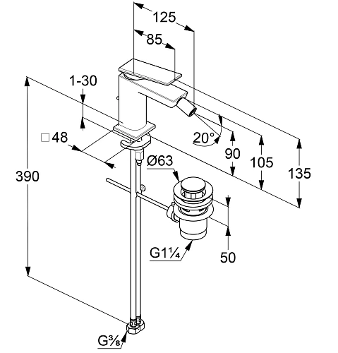 Смеситель для биде Kludi DECUS 54217N075 брашированное золото Смеситель для биде Kludi DECUS 54217N075 брашированное золото