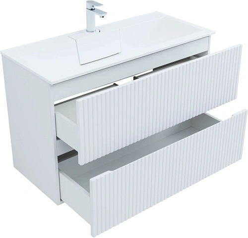 Тумба под раковину Aquanet Джейн 100 белый матовый 00313288 напольная/подвесная Тумба под раковину Aquanet Джейн 100 белый матовый 00313288 напольная/подвесная