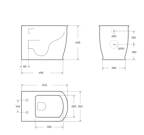 Унитаз приставной BelBagno PRADO BB10150CB без сиденья Унитаз приставной BelBagno PRADO BB10150CB без сиденья