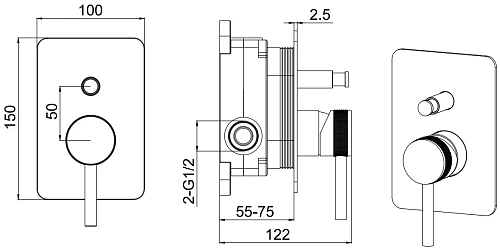 Смеситель для ванны Allen Brau Priority 5.31011-MG (с внутренней частью, 2 выхода) графит брашированный Смеситель для ванны Allen Brau Priority 5.31011-MG (с внутренней частью, 2 выхода) графит брашированный