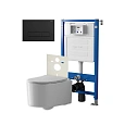 Комплект инсталляции Point Элемент PN45120 с клавишей смыва Меркурий, черная матовая, PN44831BM и унитазом Веста белый, с сиденьем микролифт PN41701 Комплект инсталляции Point Элемент PN45120 с клавишей смыва Меркурий, черная матовая, PN44831BM и унитазом Веста белый, с сиденьем микролифт PN41701