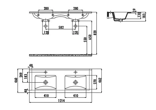 Раковина Creavit Su SU121-00CB00E-0000 белая 121 см Раковина Creavit Su SU121-00CB00E-0000 белая 121 см