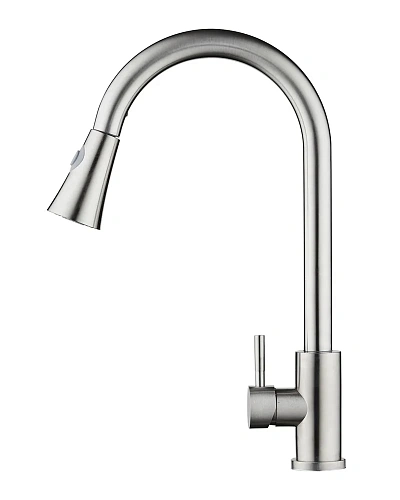 Смеситель для кухни Orange Steel M99-120st с вытяжным изивом, сталь Смеситель для кухни Orange Steel M99-120st с вытяжным изивом, сталь