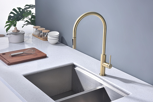 Смеситель для кухни Paulmark SENSO светлое золото Se215180-LG Смеситель для кухни Paulmark SENSO светлое золото Se215180-LG