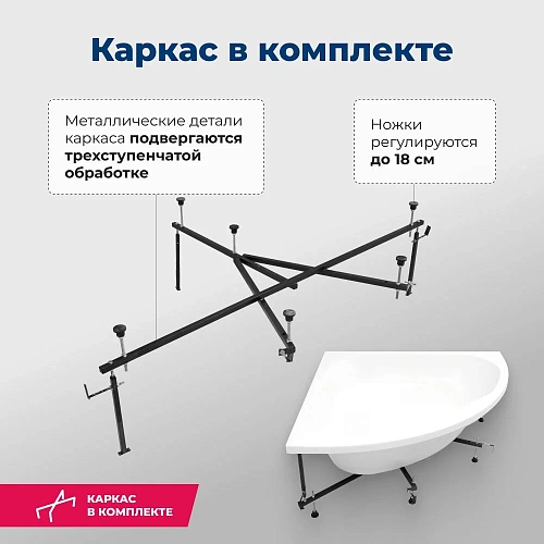 Акриловая ванна Aquanet Vista 150x150 с каркасом 00254389 Акриловая ванна Aquanet Vista 150x150 с каркасом 00254389