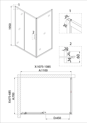 Душевая дверь Niagara Nova NG-82-11AB (110х195) Душевая дверь Niagara Nova NG-82-11AB (110х195)