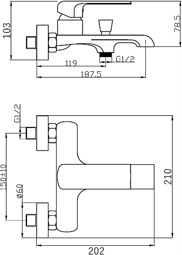 Смеситель для ванны STWORKI Вестерос VS-03cr , однорычажный, латунь, настенный, российский 550768 Смеситель для ванны STWORKI Вестерос VS-03cr , однорычажный, латунь, настенный, российский 550768