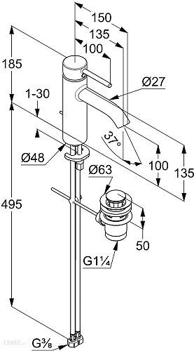 Смеситель для раковины Kludi BOZZ 382930576WR4 хром Смеситель для раковины Kludi BOZZ 382930576WR4 хром